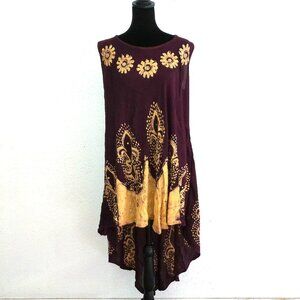 Just Love, purple/golden floral high-low maxi dress, with sequins/embroidery